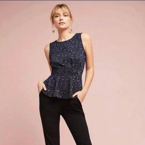 Anthropologie Eva Franco Shine Jacquard Peplum Top